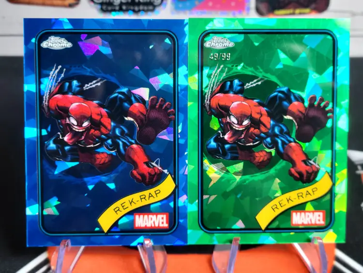 2025 Topps Chrome Marvel Sapphire Rek-Rap Lot of 2 Base and Green 49/99