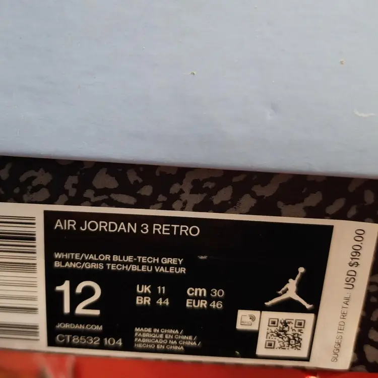 Air Jordan 3 'UNC' Size 12 Pre-owned 