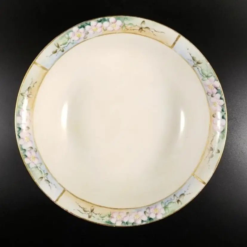 Antique KPM Porcelain Hand Painted SIGNED CHERRY BLOSSOMS Serving Bowl Victorian