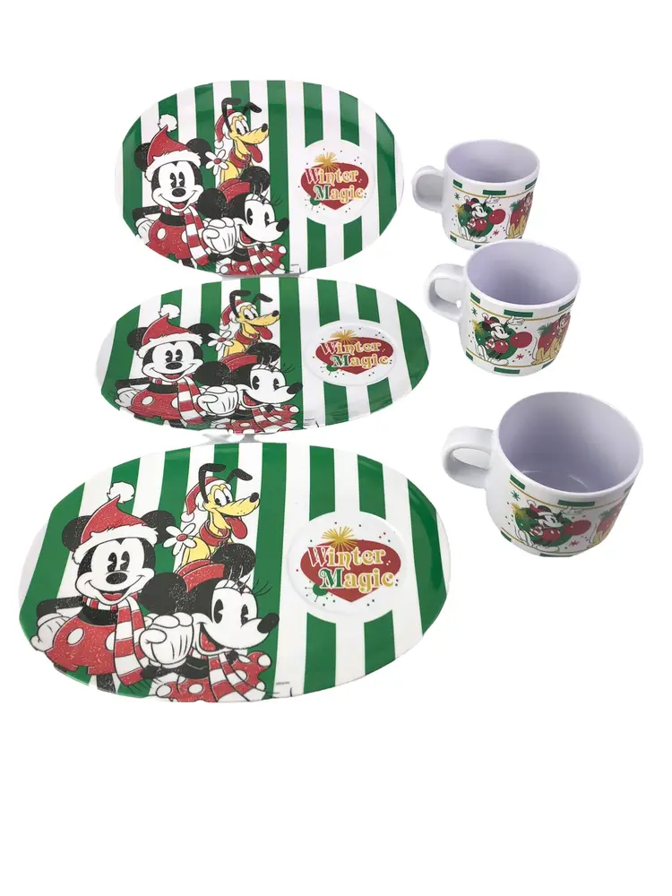Lot of 3 Disney Mickey & Minnie Christmas Cookies and Milk Set Plate & Mug Zak!