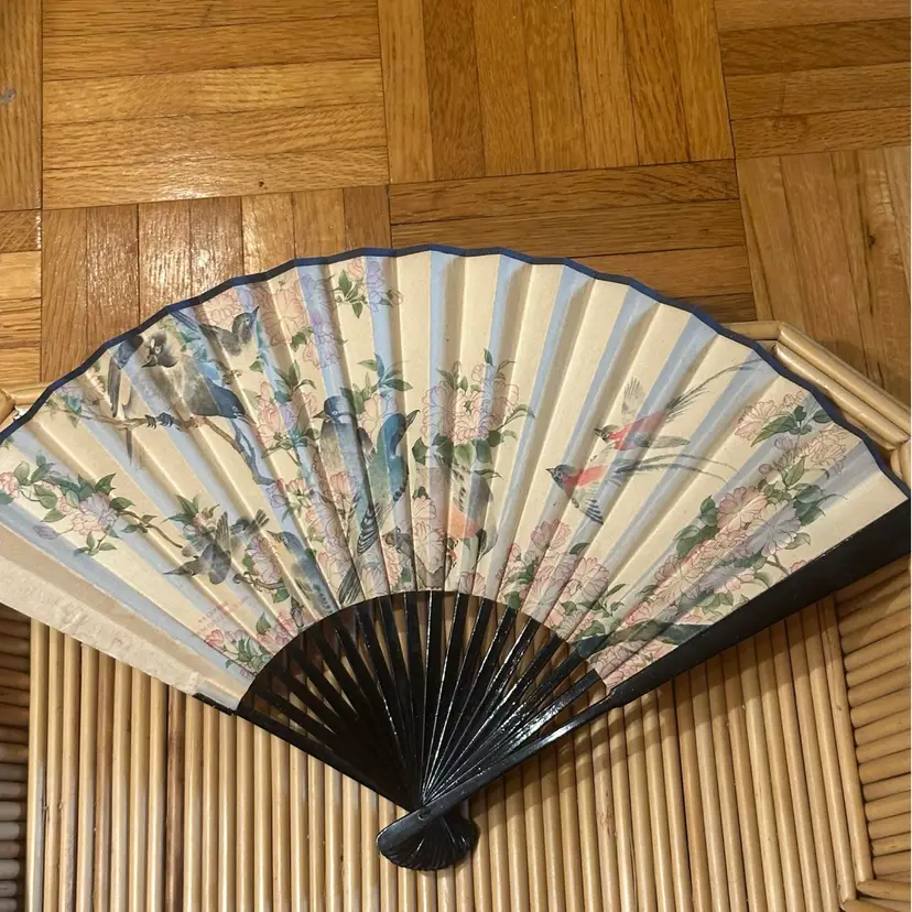 Vintage Foldable Fan “Made In the People’s Republic of China” Floral & Bird