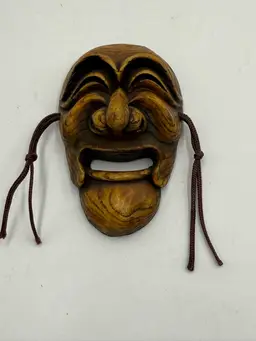 Korean Hahoe Folk Wooden Vintage Small Theatre Mask Figurine