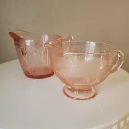 Set of 2 Pink Depression Glass Creamers