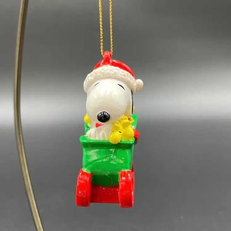 Peanuts Snoopy Woodstock Sleigh Hanging Christmas Holiday vintage Ornament