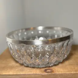 Gorham Cut Glass Bowl with Sterling Silver Rim