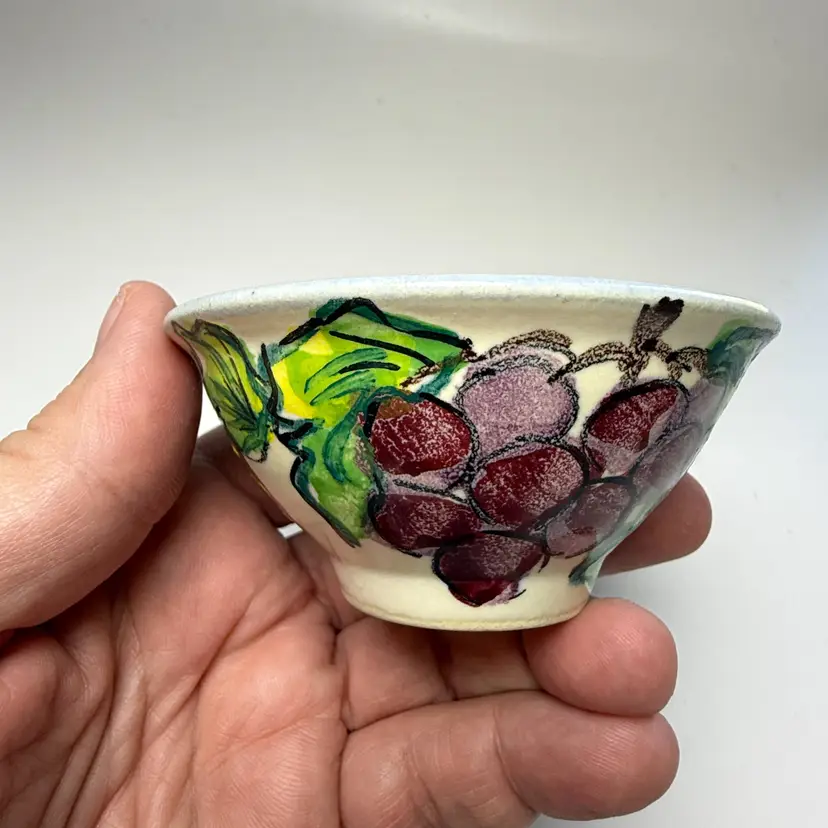Small Handmade Pottery Trinket Dish Bowl Cat Butt Fruit Small Chip