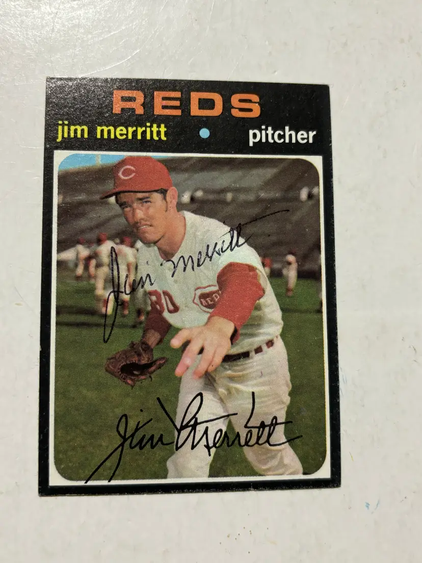 1971 Topps # 420 Jim Merritt Cincinnati Reds Vintage Signed