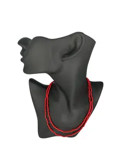 Red Small Beaded Necklace 17” Long