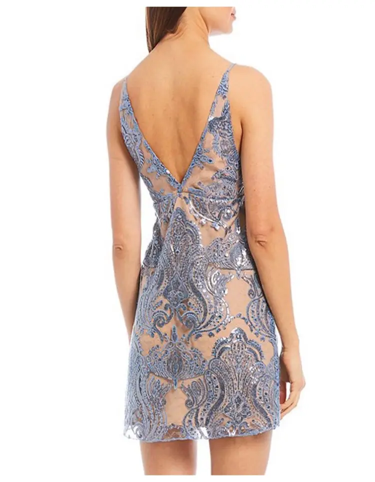 Free People New with Tags Night Shimmer Sequin Lace Mini Dress Size 12 0606O