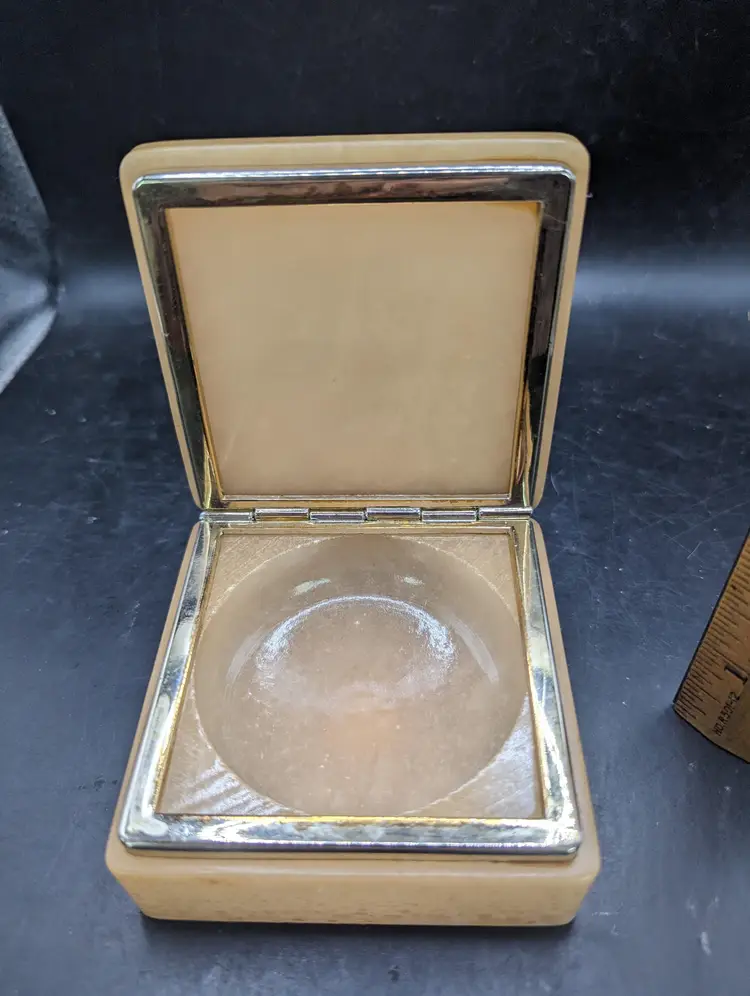 Vintage Alabaster Floral Trinket Box