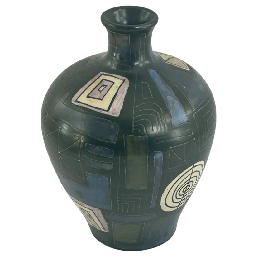 Vintage Lu Klopfer Johan Lipp Mering Studio Art Pottery Vase 1960s West Germany