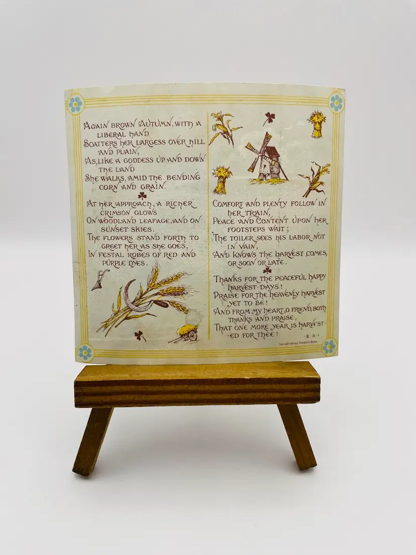 L. Prang & Co., Boston, Copyright 1881, Autumn Poem by E.S.