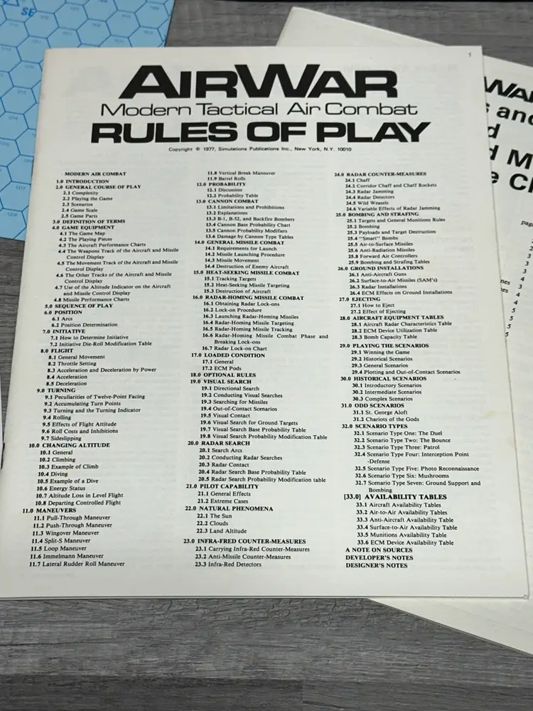 VINTAGE AIR WAR Modern Tactical Air Combat Board Game Completeness Unknown