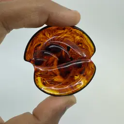 Large Root Beer Bakelite Leaf Style Button 2”