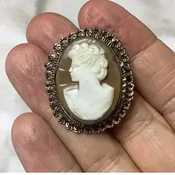 Vintage Cameo Pendant Brooch 800 Silver 1 And 1/4”