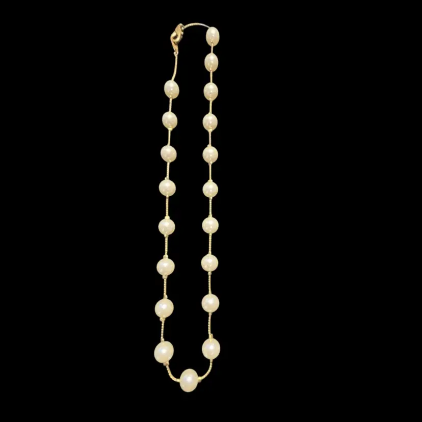 SALE! 25% Off! Faux Pearl And Gold Necklace Made In Korea