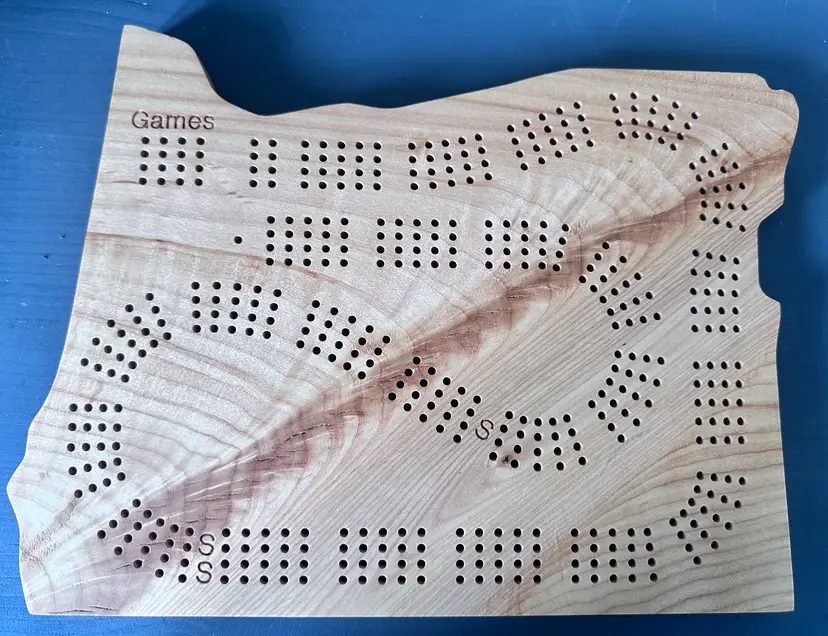Figured Maple Oregon State Cribbage Board