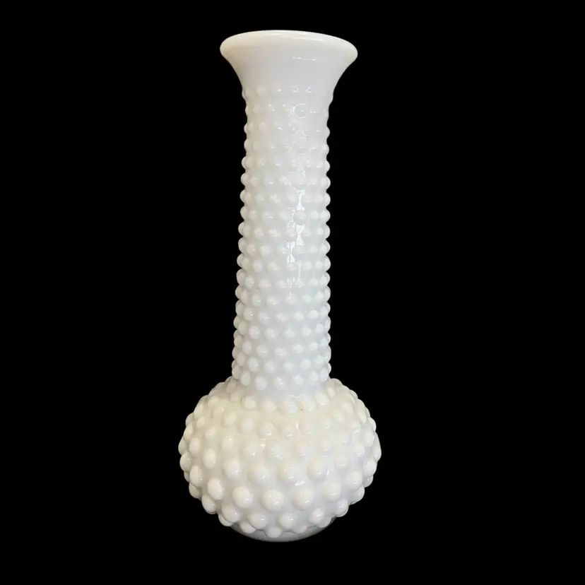 7.5” E.O.Brody Hobnail Milk Glass Vase