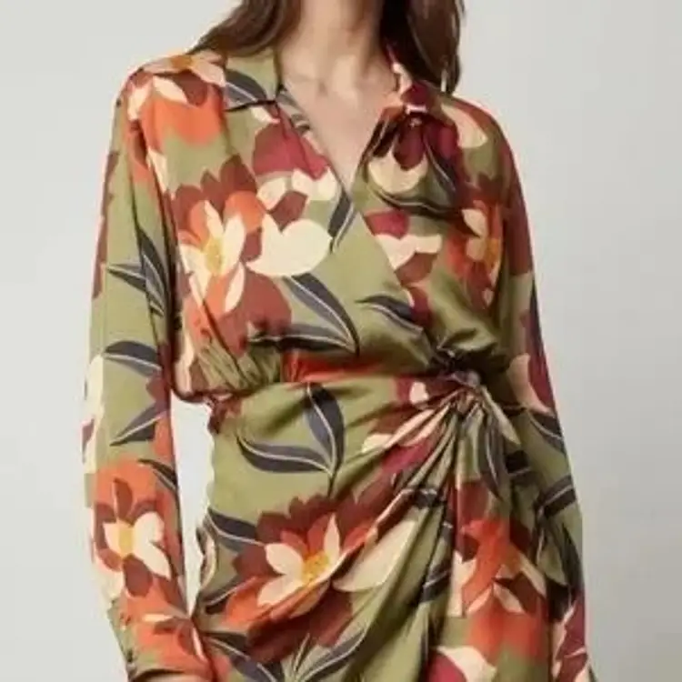 Velvet by Graham and Spencer | Velvet Janey Printed Satin Dress | NWOT | Medium