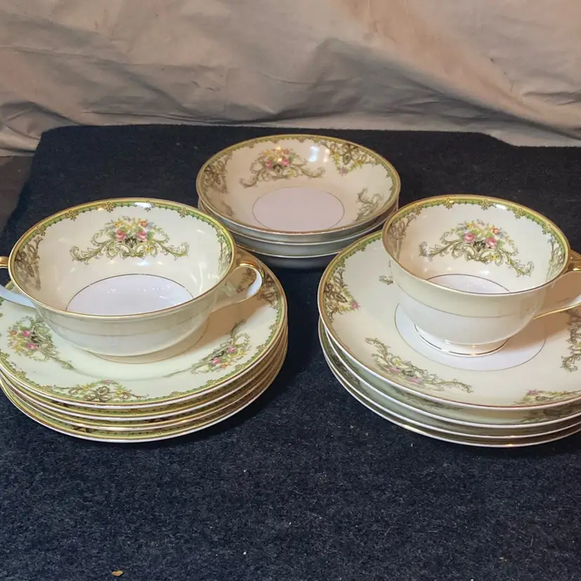 Set Of Four Noritake China Milford Pattern Tea Set (5 Pieces) Made in Japan
