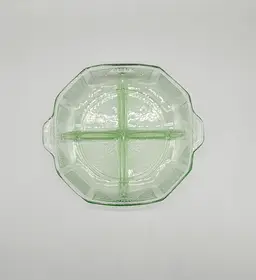 Anchor Hocking Uranium Princess Glass 4 Part Divided Dish
