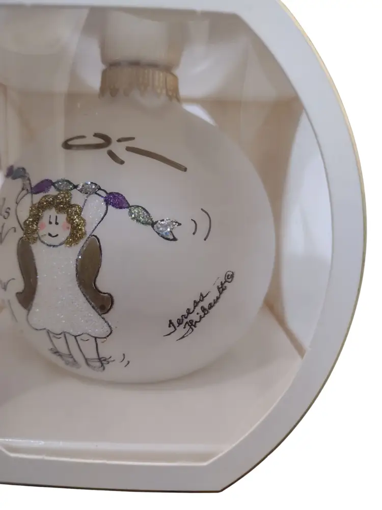 Teresa Thibault Handpainted Glass Ornament Angels Danced the Day You Were Born