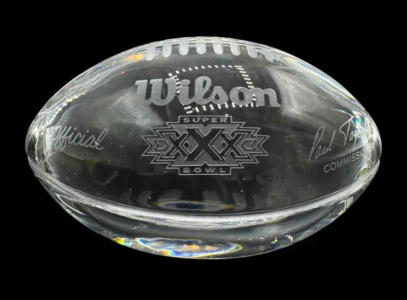 RARE 1996 Super Bowl XXX Crystal Football Paperweight Sun Devil Stadium Arizona