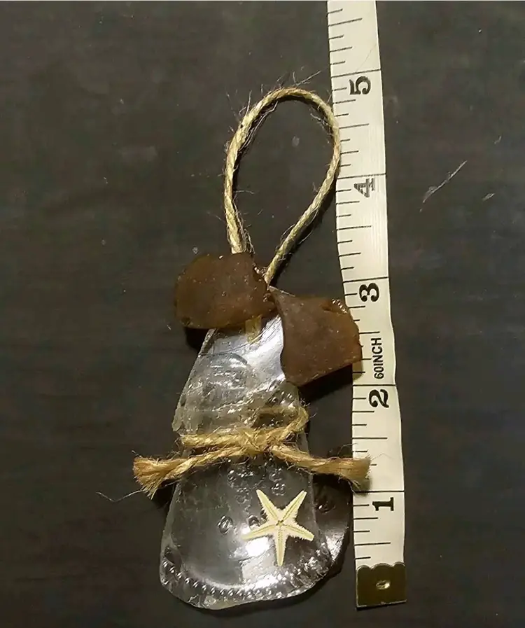 Authentic Sea Glass Handmade Puppy Christmas Ornament With Starfish