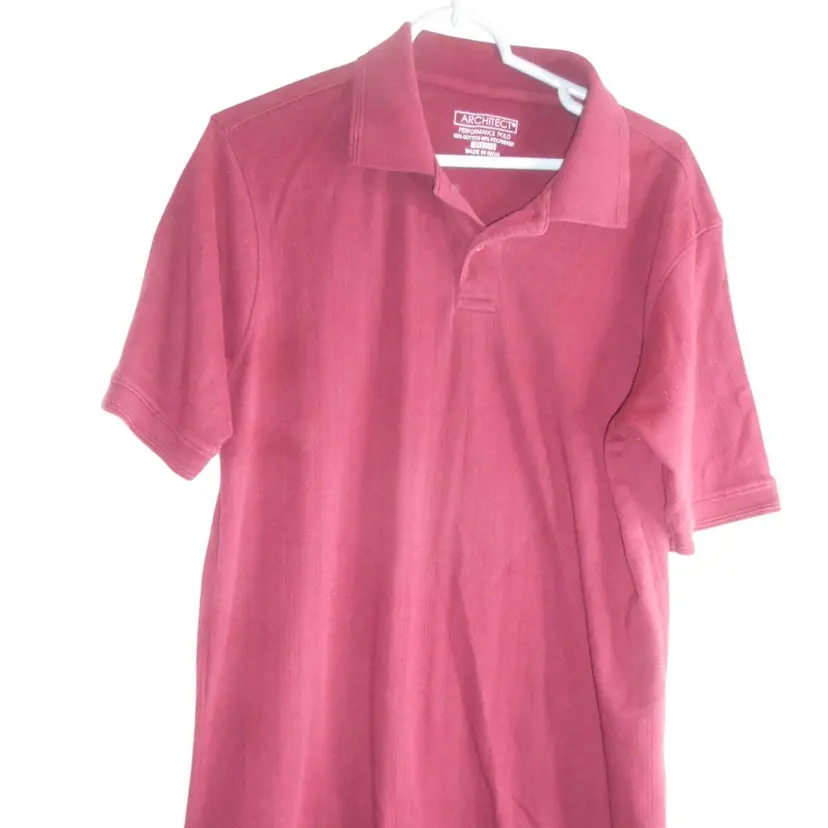 Burgundy ribbed Knit Sz M Collared Performance Polo shirt Short sleeve Architect