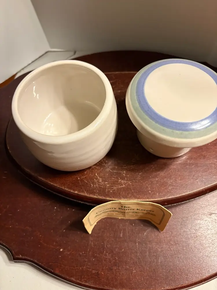 French Country Stoneware Butter Bell Keeper Crock Pottery