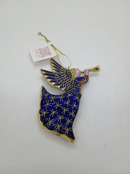 NYCO Cloisonné Christmas Ornament Angel with Trumpet 5"
