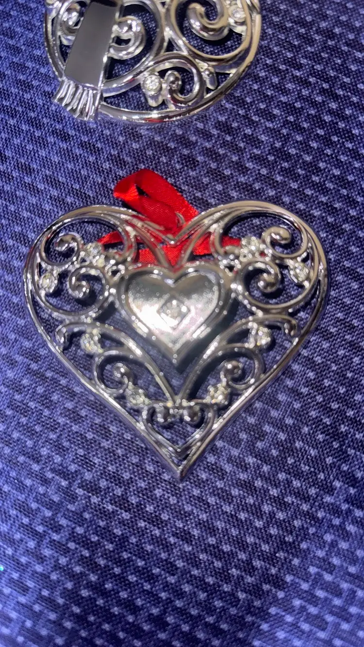 LENOX 4 Sparkle & Scroll Clear Crystal Ornaments in Boxes Silverplate