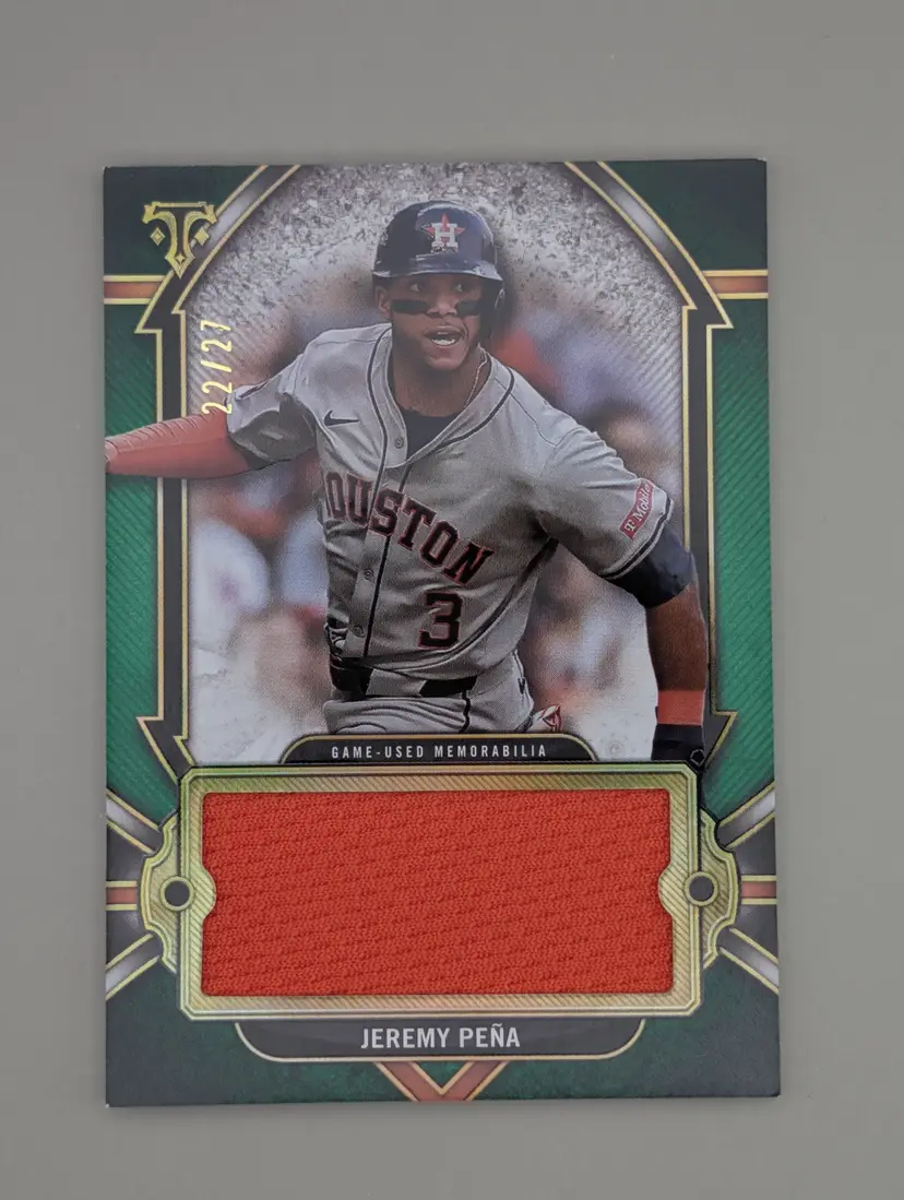 Jeremy Pena #/27 2024 Topps Triple Threads Emerald Single Jumbo Relic - (139) - Houston Astros