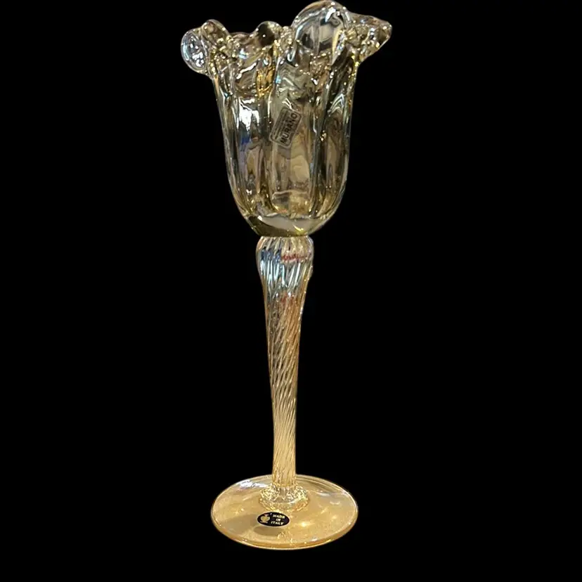 Murano Art Glass Candle Holder, 15 In