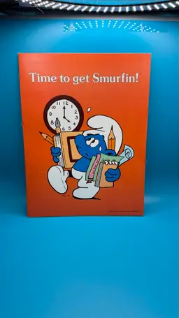 Vintage 1982 Mead Smurf Pocket Folder Time To Get Smurfin!