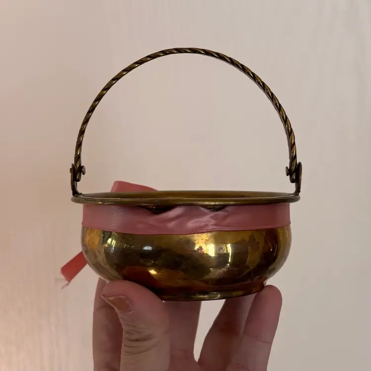 Vintage Small Solid Brass Basket