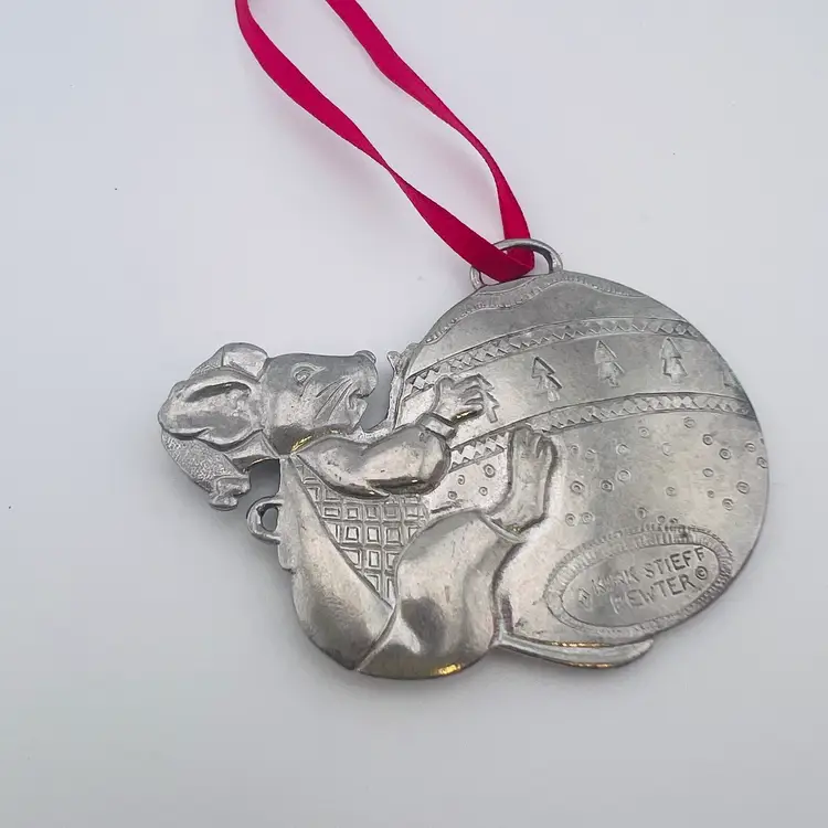 Kirk Stieff Pewter Mouse Christmas Ornament