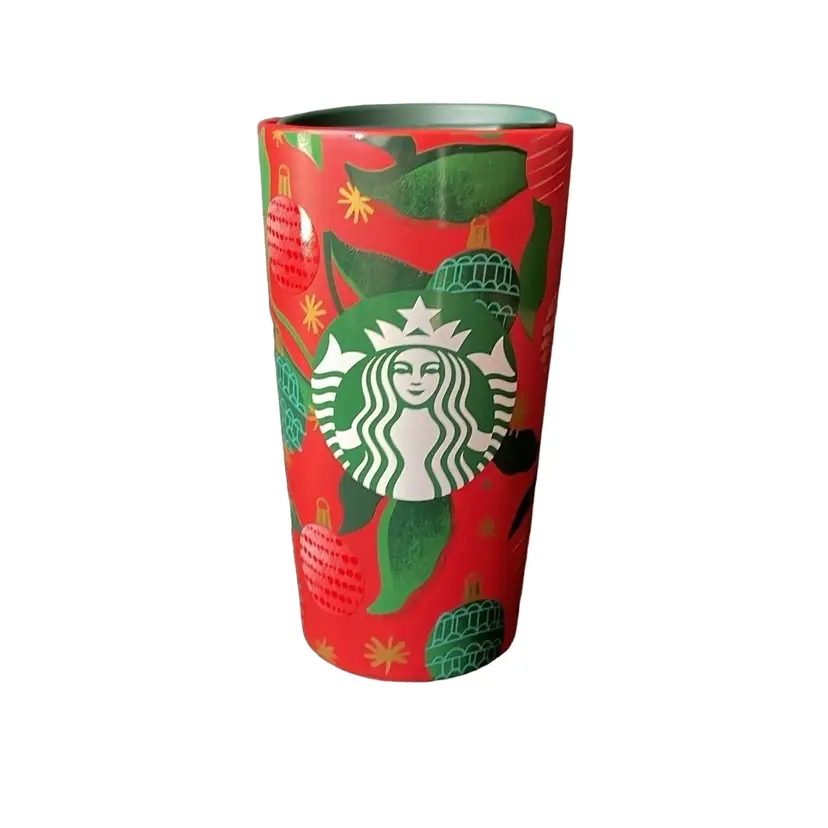 Starbucks Coffee 2019 Holiday Christmas Ceramic 12oz Travel Mug Tumbler w/Lid