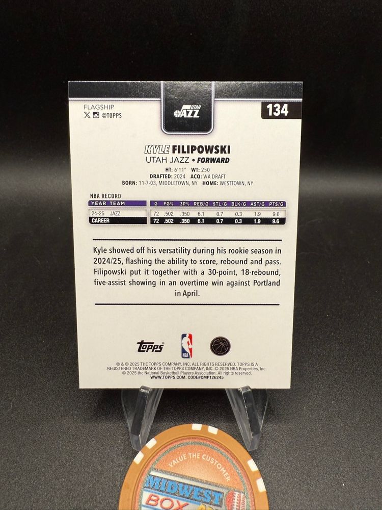 Kyle Filipowski Utah Jazz Team Border 25-26 Topps NBA
