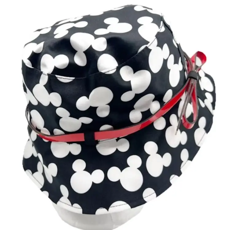 Disney Parks Bucket Hat Mickey Mouse Womens OS Packable Travel Black White *READ