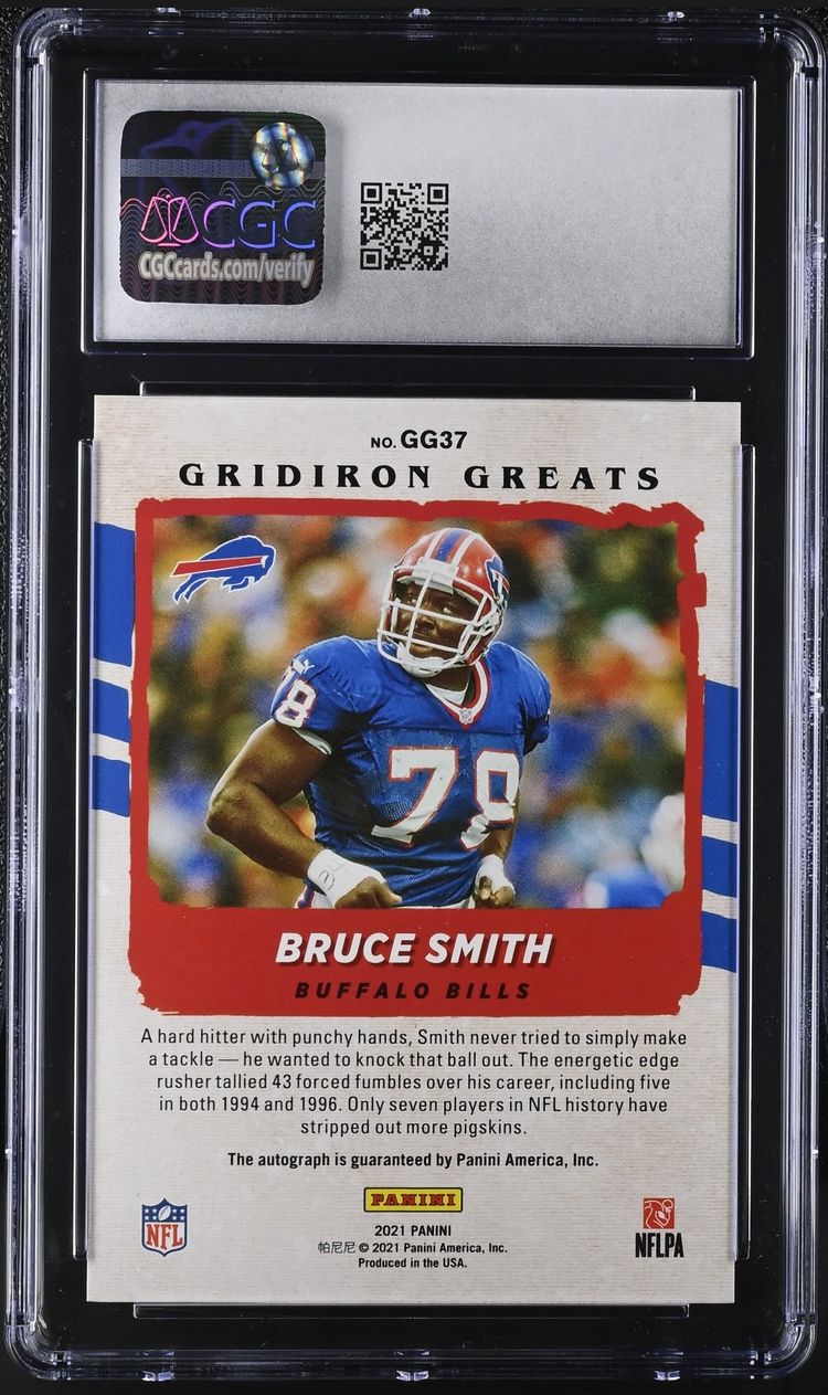 2021 Panini Donruss #GG37 Gridiron Greats Bruce Smith Autograph CGC 10 Auto 10