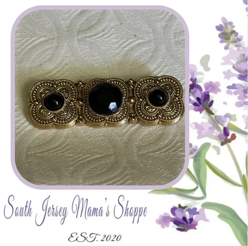 Vintage Gold Tone Filigree Like Design With Acrylic And Stone Beaded Art Deco Like Brooch