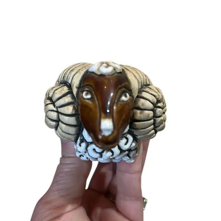 ARTESANIA RINCONADA RAM SHEEP FIGURINE ART POTTERY Signed Retired