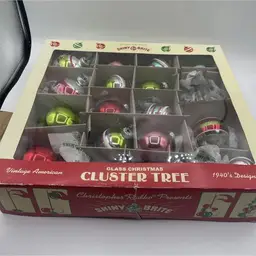 Christopher Radko Shiny Brite 15” Christmas Cluster Tree in Box Rare Set