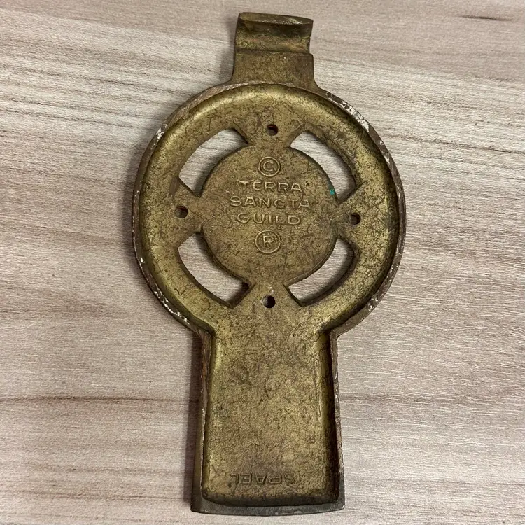 Vintage MCM Religious Cross  Terra Sancta Door Knocker Part Ring Missing