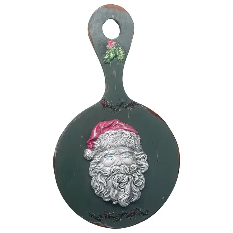 Vintage Upcycled Santa Wood Made By Me Drnksuzy Green Christmas Wall Decor