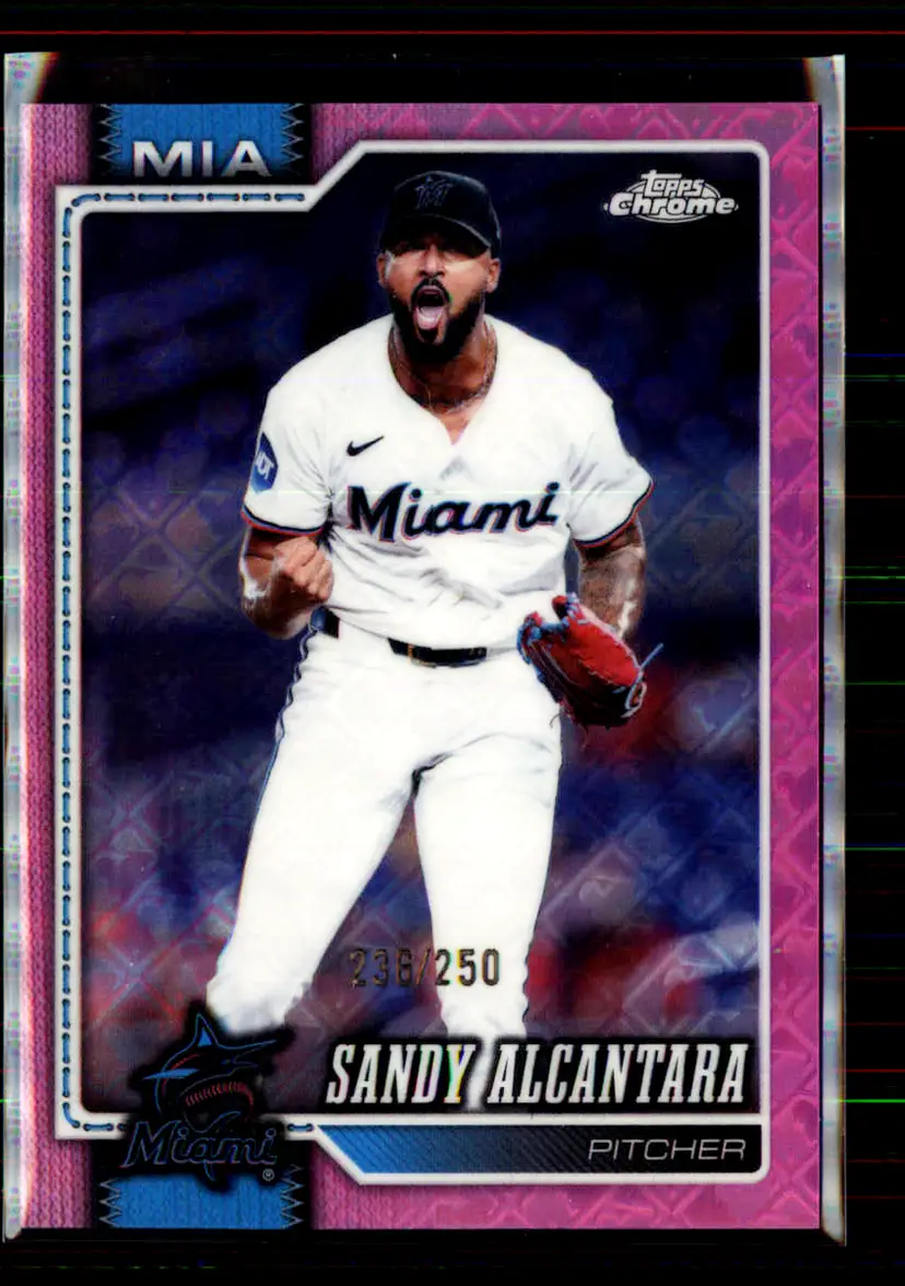Sandy Alcantara #/250 2026 Topps Chrome Logofractor Pink Refractor #20 - Miami Marlins - (150-352)