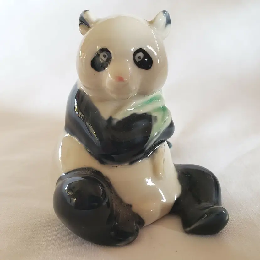 Panda Ceramic Figurine 3"T approximately marked China READ DESCRIPTION Vintage