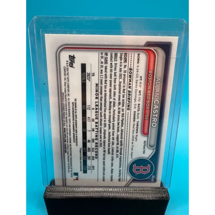 Allan Castro 1st Bowman Chrome Refractor Auto /499 Boston Red Sox