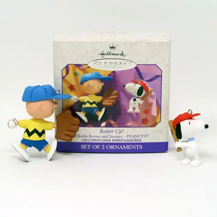 Charlie Brown & Snoopy Batter Up! Ornament Set - Hallmark Keepsake